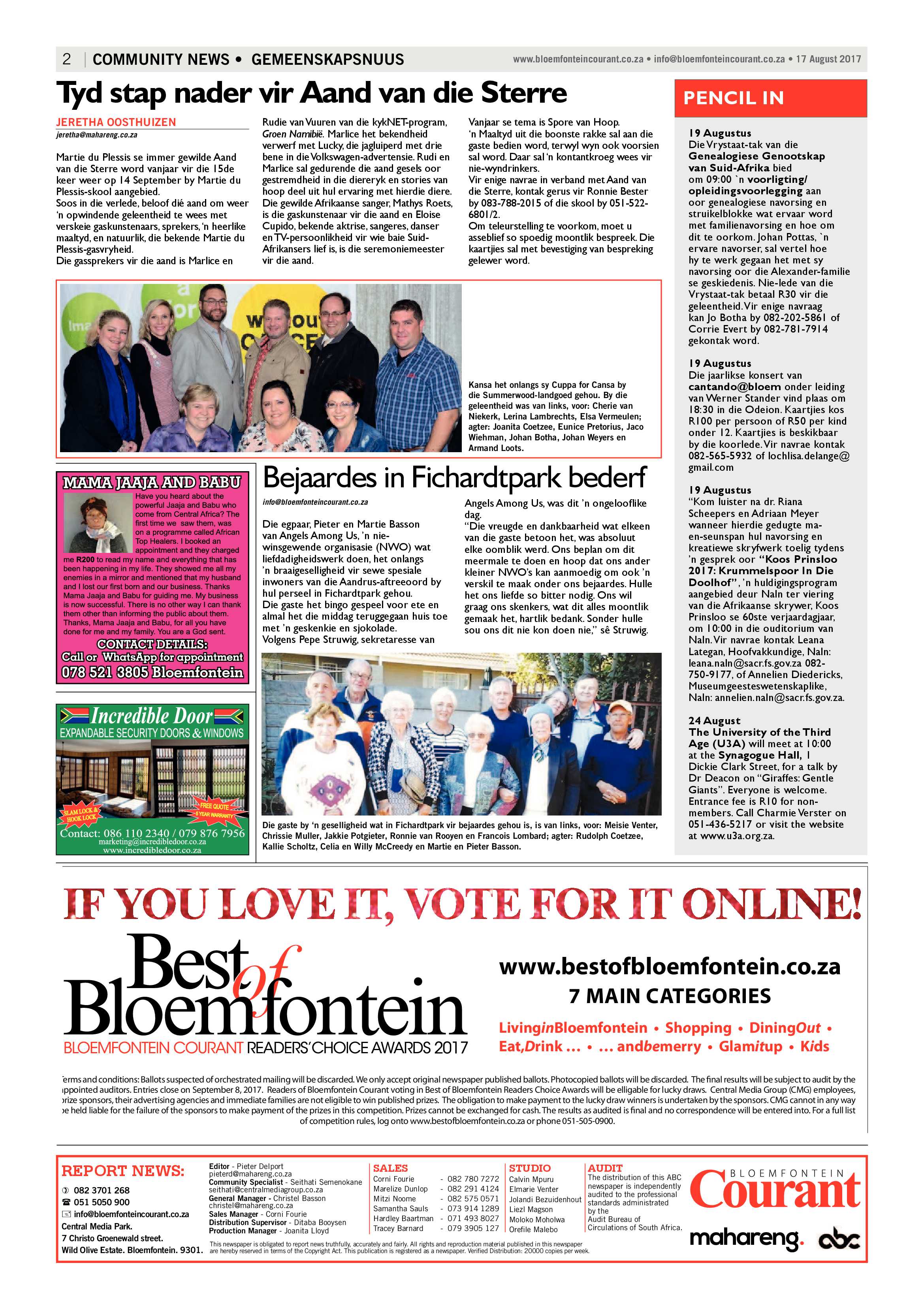 17 August 2017 Bloemfontein Courant Bloemfontein Courant