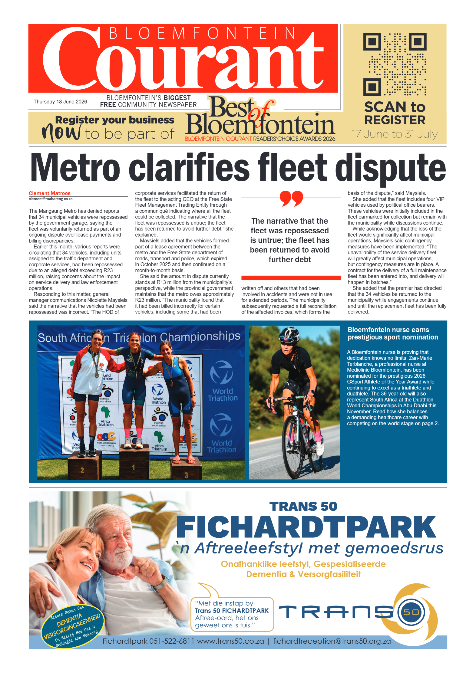 bloemfontein-courant-18-june-2026-epapers-page-1